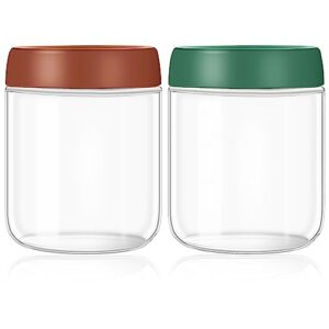 cheodin 2 pack overnight oats containers with lids, 16 oz extra thick overnight oats glass jars for milk, cereal, fruit, large capacity wide mouth leak proof storage.