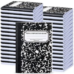 harloon 150 pcs mini composition notebook bulk 4.5" x 3.25" cute marble notebooks pocket journal notebooks for college school office and kids narrow ruled black marble covers, 60 sheets/ 120 pages