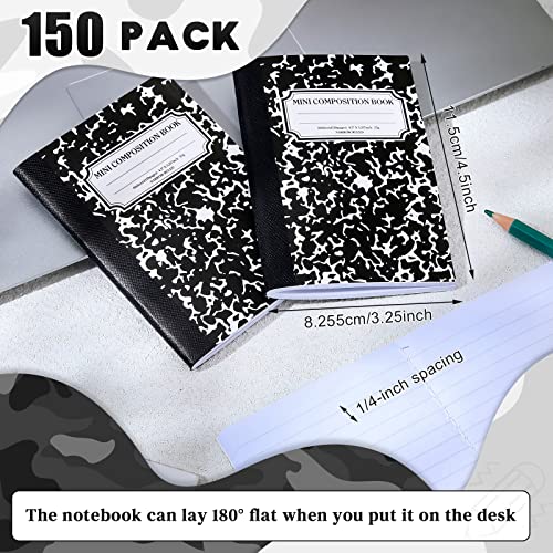 Harloon 150 Pcs Mini Composition Notebook Bulk 4.5" x 3.25" Cute Marble Notebooks Pocket Journal Notebooks for College School Office and Kids Narrow Ruled Black Marble Covers, 60 Sheets/ 120 Pages