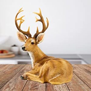 SHUIANGRAN Crouching Resin Deer Animal Decoration Resin Statue Outdoor Deer Statue Lawn Decoration Garden Animal Outdoor Decoration Garden Statue