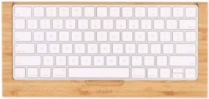 samdi wooden keyboard tray, 2nd generation wireless keyboard tray for imac bluetooth stand base keyboard mounting platform shelf, small slot for magic keyboard storage - (bamboo)