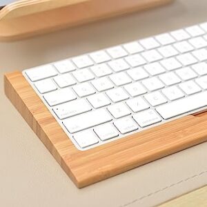 SAMDI Wooden Keyboard Tray, 2nd Generation Wireless Keyboard Tray for iMac Bluetooth Stand Base Keyboard Mounting Platform Shelf, Small Slot for Magic Keyboard Storage - (Bamboo)