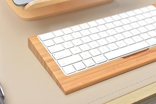 SAMDI Wooden Keyboard Tray, 2nd Generation Wireless Keyboard Tray for iMac Bluetooth Stand Base Keyboard Mounting Platform Shelf, Small Slot for Magic Keyboard Storage - (Bamboo)