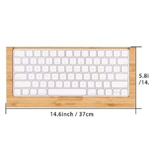 SAMDI Wooden Keyboard Tray, 2nd Generation Wireless Keyboard Tray for iMac Bluetooth Stand Base Keyboard Mounting Platform Shelf, Small Slot for Magic Keyboard Storage - (Bamboo)