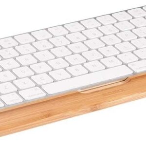 SAMDI Wooden Keyboard Tray, 2nd Generation Wireless Keyboard Tray for iMac Bluetooth Stand Base Keyboard Mounting Platform Shelf, Small Slot for Magic Keyboard Storage - (Bamboo)