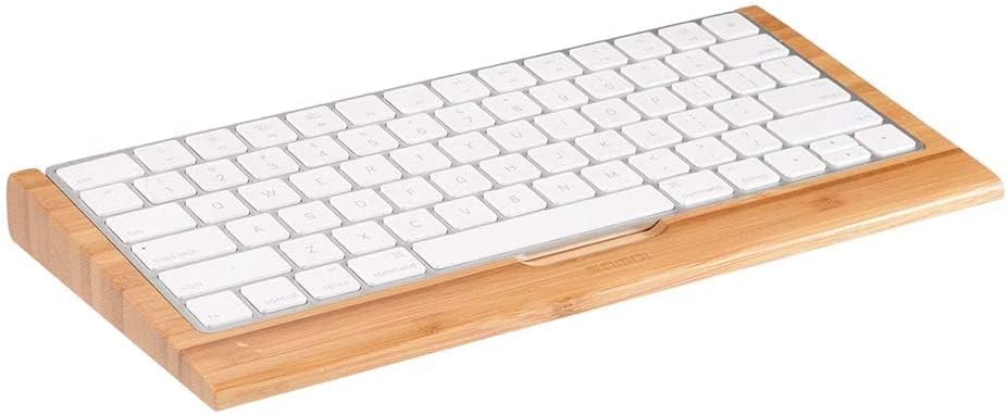 SAMDI Wooden Keyboard Tray, 2nd Generation Wireless Keyboard Tray for iMac Bluetooth Stand Base Keyboard Mounting Platform Shelf, Small Slot for Magic Keyboard Storage - (Bamboo)