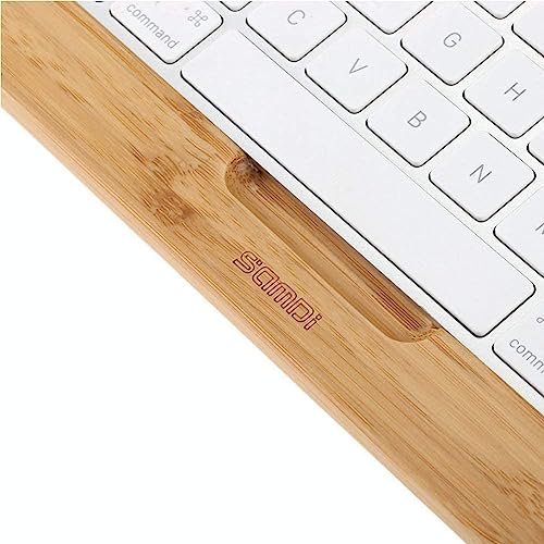 SAMDI Wooden Keyboard Tray, 2nd Generation Wireless Keyboard Tray for iMac Bluetooth Stand Base Keyboard Mounting Platform Shelf, Small Slot for Magic Keyboard Storage - (Bamboo)