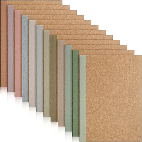 Harloon 12 Pcs Back to School A5 Composition Notebook Journals 8 in x 5.75 in College Ruled Kraft Notebooks with Rainbow Spines Small Lined Composition Book for School Office Home Kid Women 60 Sheet