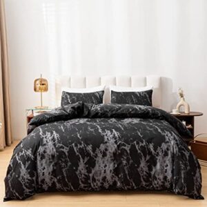 Smoofy California King Marble Black Comforter Set, Black Bed Set, Soft Fabric with Brushed Microfiber Cal King Bed Sheets Fill Bedding Comforter Sets(1 Comforter, 2 Pillowcases)