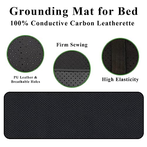 EOHELGRO Grounding Mat for Bed, Grounding Mattress Cove for Improve Sleep, Grounding Sleep Pad, Earth Mat Conductive Carbon Leatherette Grounding Therapy (27" x 78")