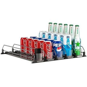 soda can dispenser for refrigerator,self-pushing drink organizer for fridge, width adjustable fridge organization, beer pop can water bottle drink dispenser for fridge (5 rows)