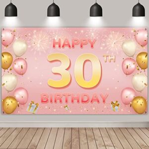 ANATANOWOR 30th Birthday Decorations for Women, Rose Gold Happy 30th Birthday Banner Yard Signs, dirty 30 birthday decorations for her, Indoor Outdoor 30th Birthday Party Decorations(72.8" X 43.3")