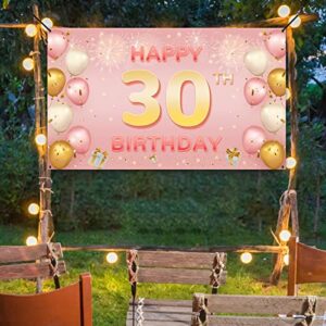 ANATANOWOR 30th Birthday Decorations for Women, Rose Gold Happy 30th Birthday Banner Yard Signs, dirty 30 birthday decorations for her, Indoor Outdoor 30th Birthday Party Decorations(72.8" X 43.3")