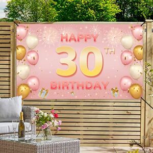 ANATANOWOR 30th Birthday Decorations for Women, Rose Gold Happy 30th Birthday Banner Yard Signs, dirty 30 birthday decorations for her, Indoor Outdoor 30th Birthday Party Decorations(72.8" X 43.3")