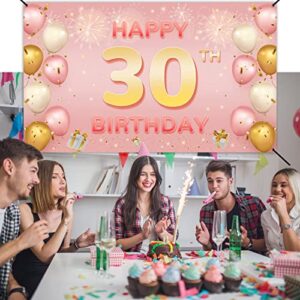 ANATANOWOR 30th Birthday Decorations for Women, Rose Gold Happy 30th Birthday Banner Yard Signs, dirty 30 birthday decorations for her, Indoor Outdoor 30th Birthday Party Decorations(72.8" X 43.3")