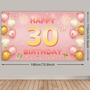 ANATANOWOR 30th Birthday Decorations for Women, Rose Gold Happy 30th Birthday Banner Yard Signs, dirty 30 birthday decorations for her, Indoor Outdoor 30th Birthday Party Decorations(72.8" X 43.3")