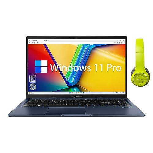 ASUS Vivobook 15.6 Inch FHD Business Laptop with AMD Ryzen 5 4600H, 12GB RAM 256GB SSD, Full Size Backlit Keyboard, Privacy Webcam, Fingerprint Reader, Windows 11 Pro, Blue, PCM