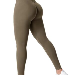 YEOREO Liz Scrunch Workout Leggings for Women High Waisted Butt Lifting V Back Waist Seamless Gym Yoga Leggings Coffee L