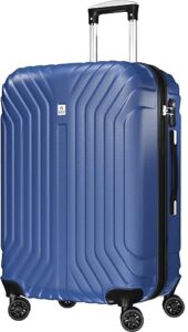 anyzip luggage expandable pc abs durable hardside suitcase with spinner wheels tsa lock checked-medium 24 inch blue