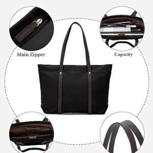 Laptop Tote Bag for Women Black Shoulder Work Computer Bag Briefcase Laptop Case Waterproof Teacher Tote Office Bag Lightweight Large Travel Weekender Bags Handbags Work Bags for Women Professional