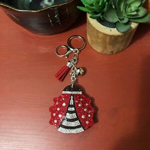 Popfizzy Bling Red Ladybug Keychain for Women and Girls, Rhinestone Purse Charms for Handbags, Ladybug Gifts for Her