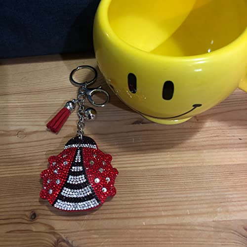 Popfizzy Bling Red Ladybug Keychain for Women and Girls, Rhinestone Purse Charms for Handbags, Ladybug Gifts for Her