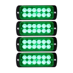 primelux upgraded green strobe lights for trucks 4pcs sync feature ultra slim design emergency lights for vehicle 12-led surface mount flashing light warning light for 12v-24v vehicles and cars