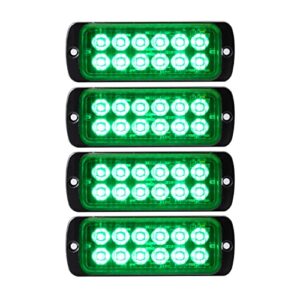 Primelux Upgraded Green Strobe Lights for Trucks 4pcs Sync Feature Ultra Slim Design Emergency Lights for Vehicle 12-LED Surface Mount Flashing Light Warning light for 12V-24V Vehicles and Cars