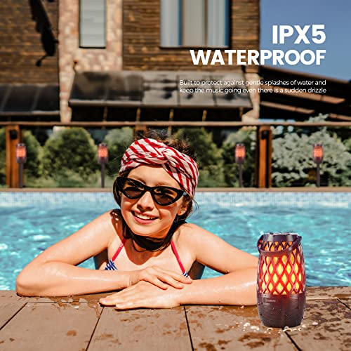 Outdoor Speakers Waterprrof, Birthday Gift Ideas for Him Her, Portable Bluetooth Speaker with Lights, Multi-Sync Wireless Speaker for Patio/Yard/Pool/Porch, Wall Mount&Stake&Hook Inc. (2 PACK)