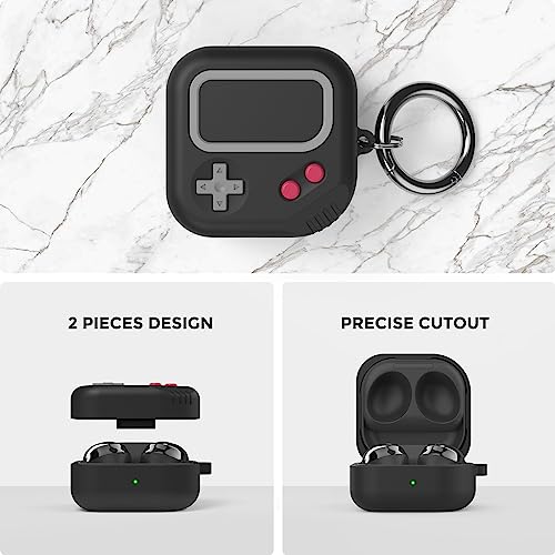 TRONWIN Silicone Case for Samsung Galaxy Buds 2 Pro/Galaxy Buds 2/Galaxy Buds Pro/Galaxy Buds Live Case Cover, Game-Machine Design Case for Galaxy Buds 2 Pro/Buds 2/ Buds Pro/Buds Live (Black)