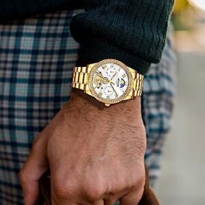 AIYISHI Unisex Golden Watches Luxury Diamond Fashion Waterproof Stainless Steel Luminous Calendar Date Quartz Wrist Watch for Men and Women