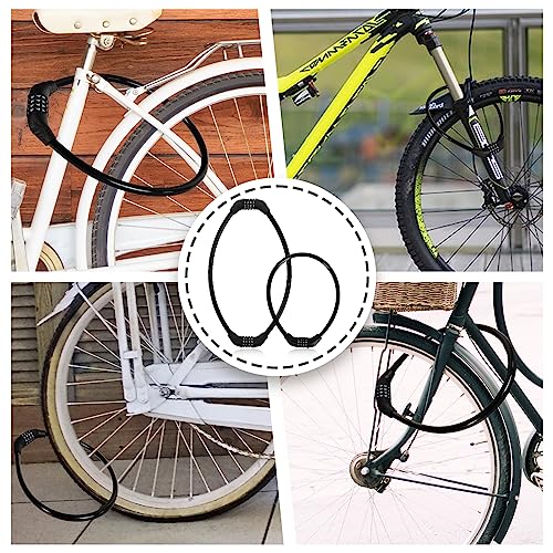 Bike Cable Lock, Set Your Own Combination Bicycle Lock, Combination Cable Lock for Outdoor Equipment, Black