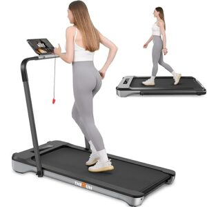 therun under desk treadmill, folding 2 in 1 treadmill 265 lb capacity 3.0 hp 18.13 inch widen running belt walking pad with app control, remote control for home, office (black)