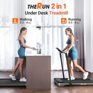 THERUN Under Desk Treadmill, Folding 2 in 1 Treadmill 265 lb Capacity 3.0 HP 18.13 Inch Widen Running Belt Walking Pad with APP Control, Remote Control for Home, Office (Black)