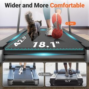 THERUN Under Desk Treadmill, Folding 2 in 1 Treadmill 265 lb Capacity 3.0 HP 18.13 Inch Widen Running Belt Walking Pad with APP Control, Remote Control for Home, Office (Black)