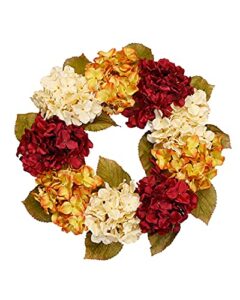 ddhs fall wreaths for front door, 20” hydrangea wreath for wall window party wedding decor indoor outdoor, artificial fall door wreath for thanksgiving decorations