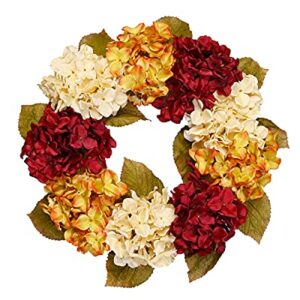 DDHS Fall Wreaths for Front Door, 20” Hydrangea Wreath for Wall Window Party Wedding Decor Indoor Outdoor, Artificial Fall Door Wreath for Thanksgiving Decorations