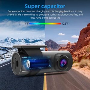Dash Cam WiFi 1080P FHD,Super Capacitor Mini Dashcam Front,ERIDAX Dash Camera for Cars with APP,360 Degree Rotation,Night Vision,140° Wide Angle,G-Sensor,WDR,F1.8 Aperture,Loop-Recording