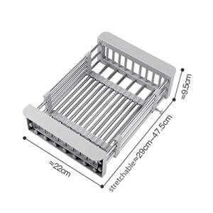 Expandable Colander Dish Drying Rack Over the Sink Drain Rack for Kitchen Sink Strainer Basket Rinse Drain Dry Vegetable Fruit Dishes Kitchen Rack