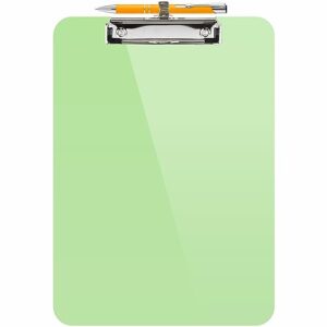 sooez plastic clipboard with pen holder, [10% thicker] clip boards 8.5x11 with low profile clip, cute hanging clipboard, standard letter a4 size for kid teacher, office & school supplies, light green