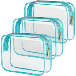 packism clear makeup bags, 3 pack tsa approved toiletry bags clear toiletry bags for traveling, clear cosmetic bags airport carry on clear compliant bag, green