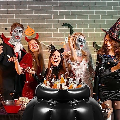 Lallisa 33 x 27 Inch Giant Inflatable Halloween Cauldron Drink Cooler Large Inflatable Coin Pot for Novelty Beverage Holders Candy Cauldron Kettles Witch's Cauldron Party Decoration