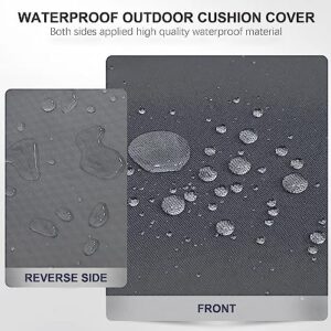 Favoyard Outdoor Chair Cushions 19"x19"x2" Set of 4 Waterproof Seat Cushion for Patio Furniture with 3-Year Fade Resistant Removable Cover Attach Straps Hidden Zipper Round Corner for Yard Garden