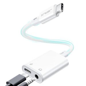 jsaux usb c to 3.5mm headphone and charger adapter, 2 in 1 usb type c to aux audio jack with pd 60w fast charging dongle for stereo earbuds compatible with samsung s23/s22, ipad pro air, pixel 7/6/5/4