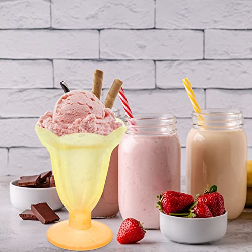 Luxshiny Ice Cream Cup Frosted Glass Dessert Bowl Juice Beverage Container Wine Cocktail Glasses Smoothie Cup for Summer Hawaiian Luau Party Favors