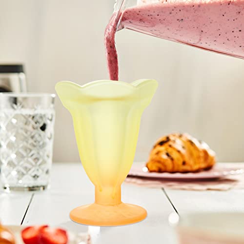 Luxshiny Ice Cream Cup Frosted Glass Dessert Bowl Juice Beverage Container Wine Cocktail Glasses Smoothie Cup for Summer Hawaiian Luau Party Favors