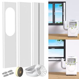 portable ac window vent kit with 5.1" & 5.9" universal hose adapter, yjhome air conditioner window seal kit with 3 adjustable slide seal plates, portable air conditioner window kit for sliding window