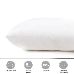 Botduck Goose Down Feather Pillows Standard Size Set of 2 Pack Hotel Collection Bed Pillow for Sleeping Medium Firm Support for Side Stomach & Back Sleepers, 20x26 Inch