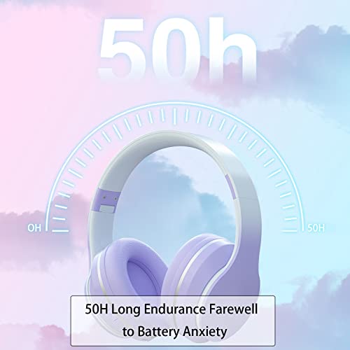 Wireless Noise Cancelling Over-Ear Headphones Lightweight Foldable Sport Game Headset HiFi Stereo Deep Bass Headset Built-in Mic Metal Chip Bluetooth FM Pluggable Card for Cell Phone PC Laptop