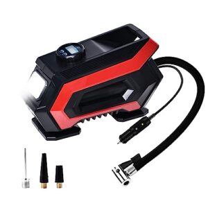 carcome portable tire inflator, powerful 150 psi air compressor with digital pressure gauge and emergency led light, ideal for cars, bikes, balloons (red)